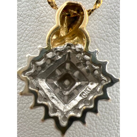 10K Gold Italy 20” Twisted Rope Chain w/ PGDA 10K Moissanite Cluster Pendant - Picture 7 of 16